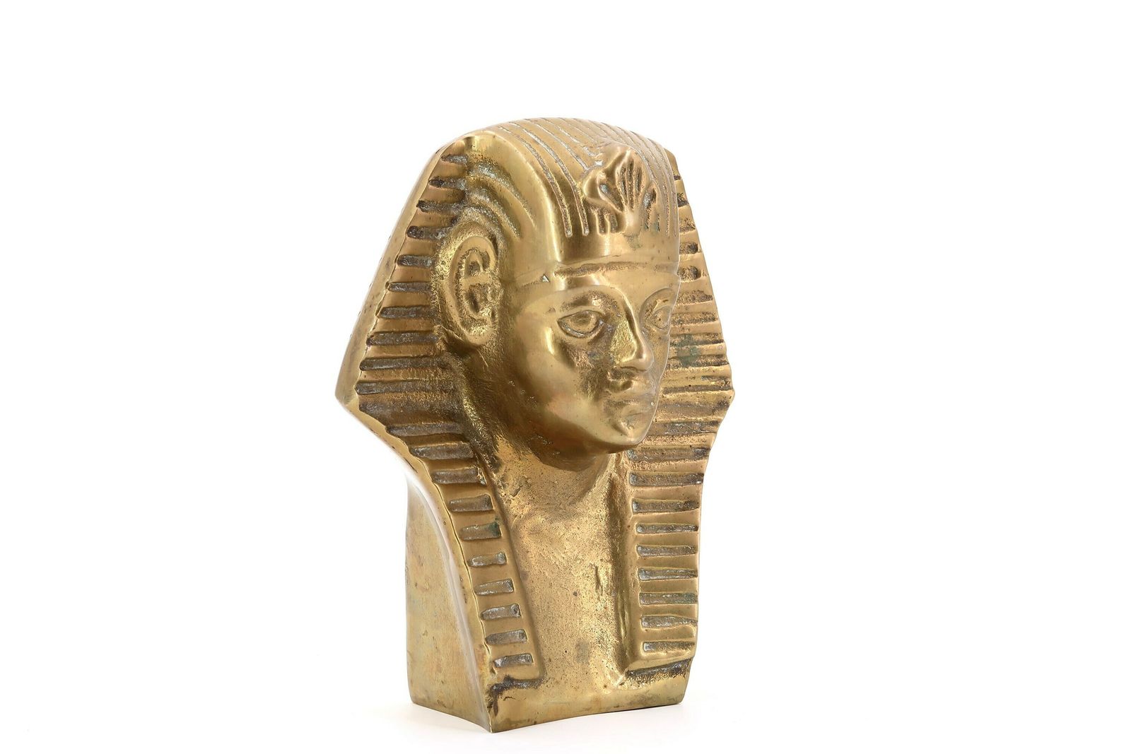 Buste de pharaon ou presse-papiers en laiton, années 1970 / Porte-bonheur, talisman, Égypte, objet égyptien photo for sale
