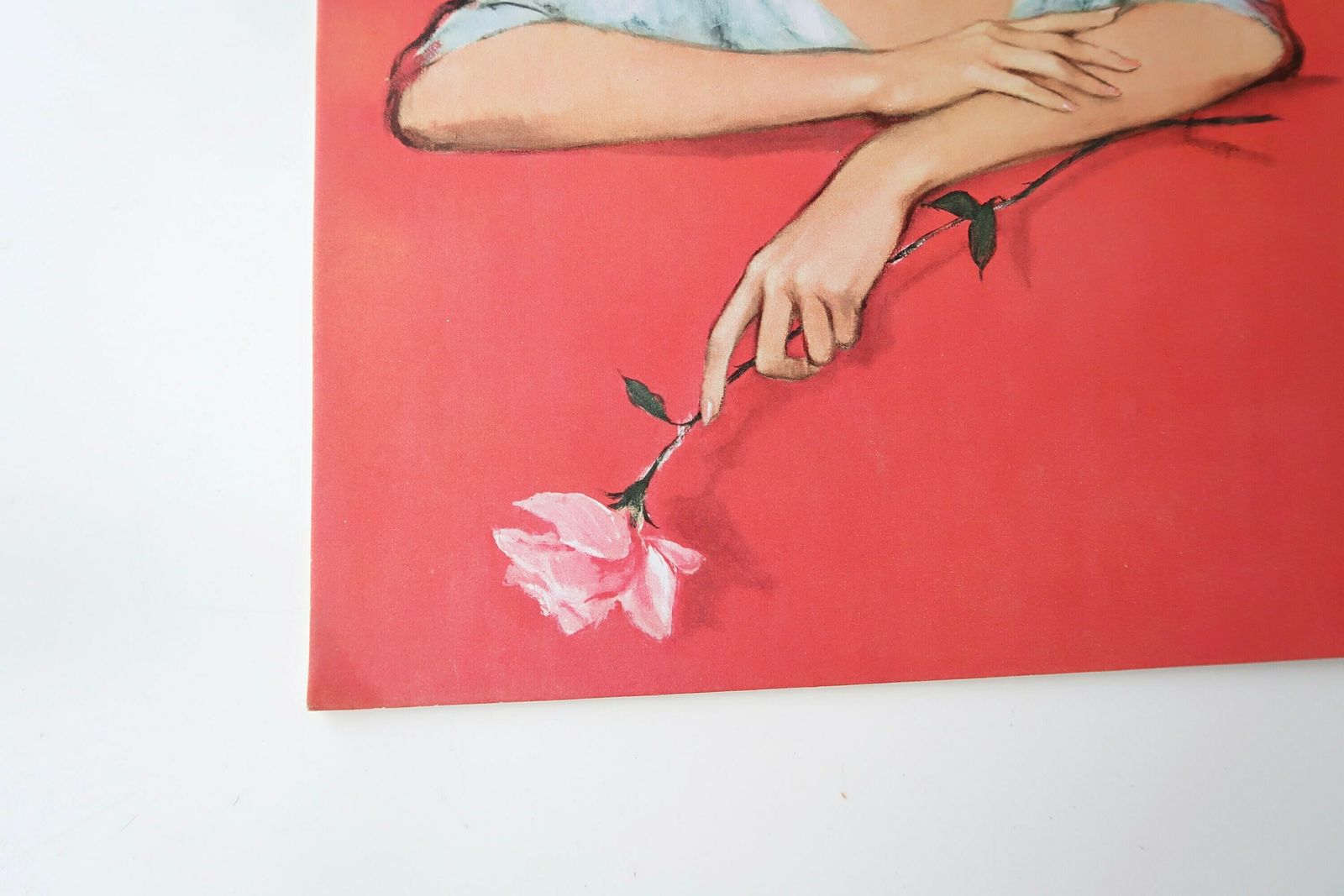 1960s Print On Cardboard Panel : Woman With Rose, Pin Up / Portrait, Jh Lynch, Tretchikoff, Vintage photo for sale