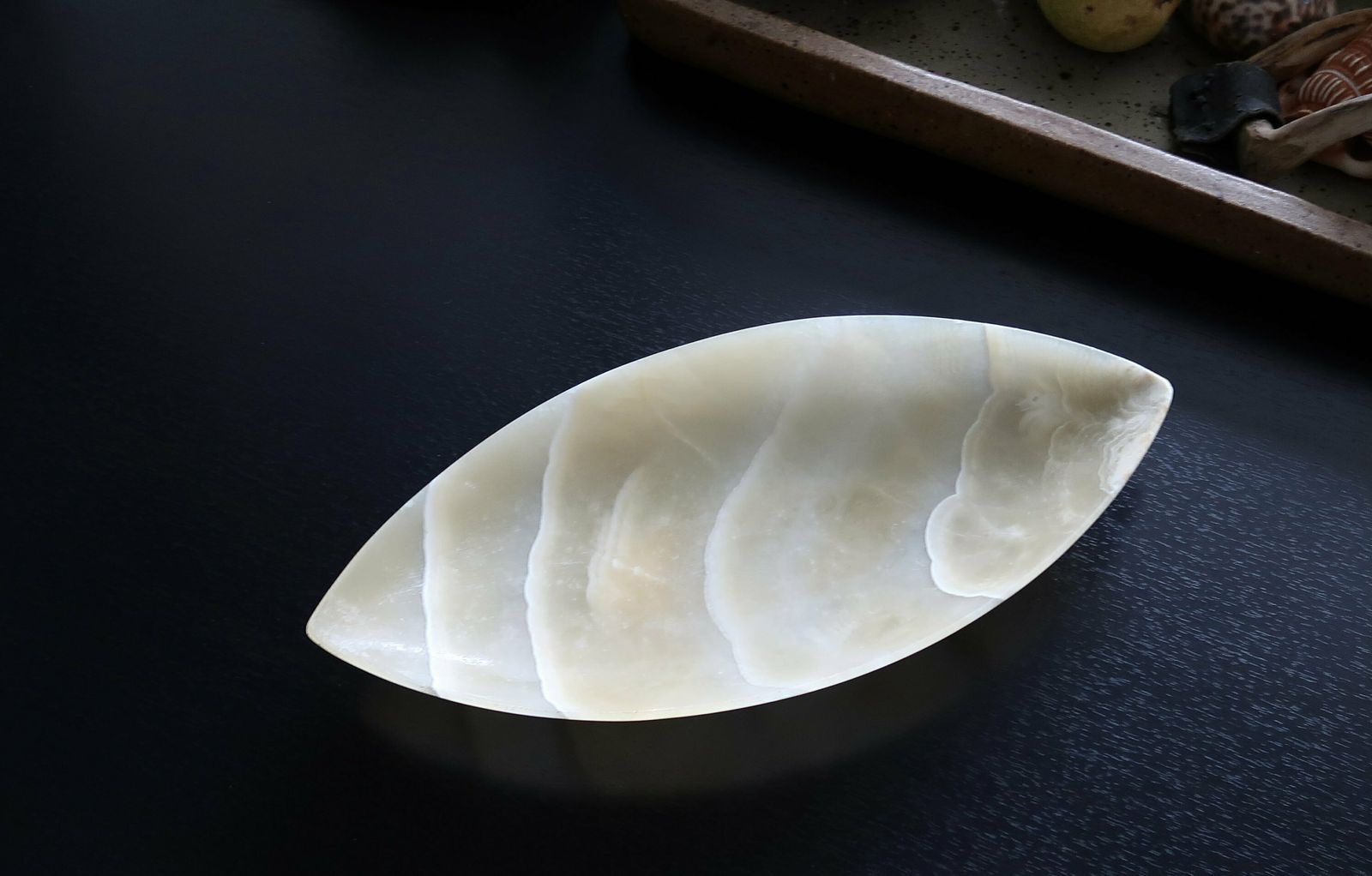 Large Alabaster Ring Dish, Carved Stone, 1970s / Jewelry Display, Bathroom, Pale, Sculpture, Boho Chic Bohemian Folk photo for sale