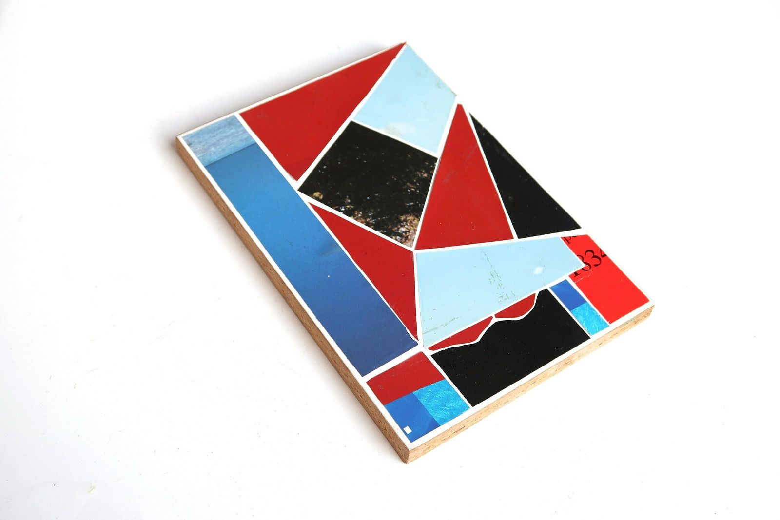 French Original Collage, 1990s / Art, Nineties, Vintage, Black Red Blue, Geometry Geometrical photo furniture