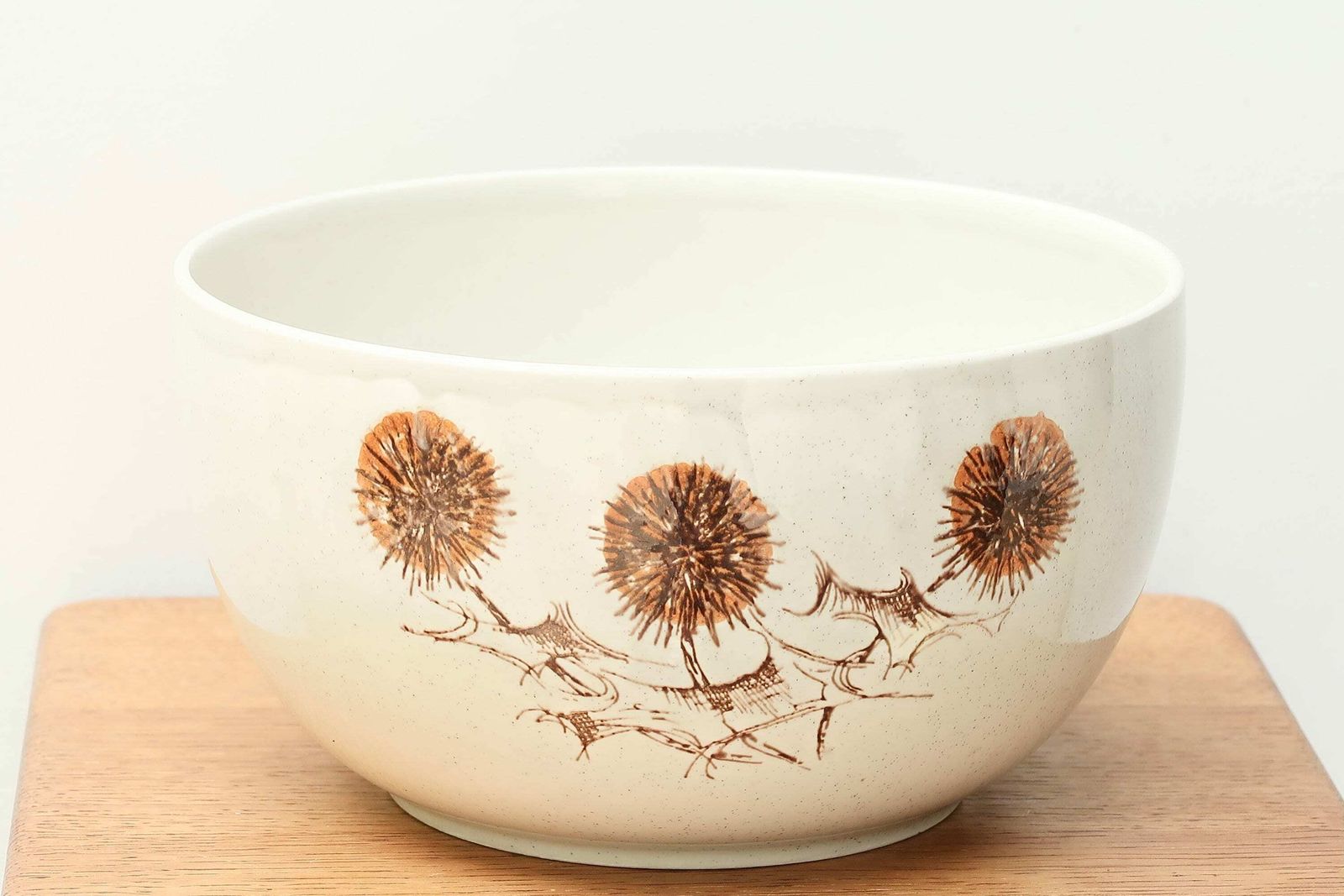 Large Salad Bowl "Thistles" By Sarreguemines France, 1970s / Cottage Country Boho Chic Bohemian Flower Plant