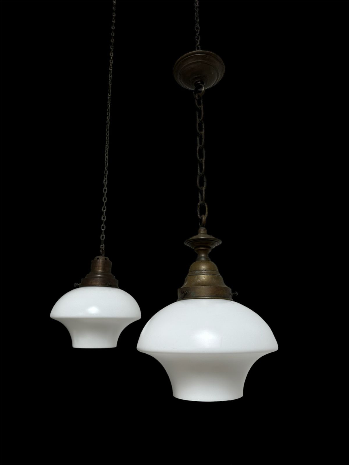 Antique Church Satin Opaline Milk White Glass Ceiling Pendant Light photo vinterior
