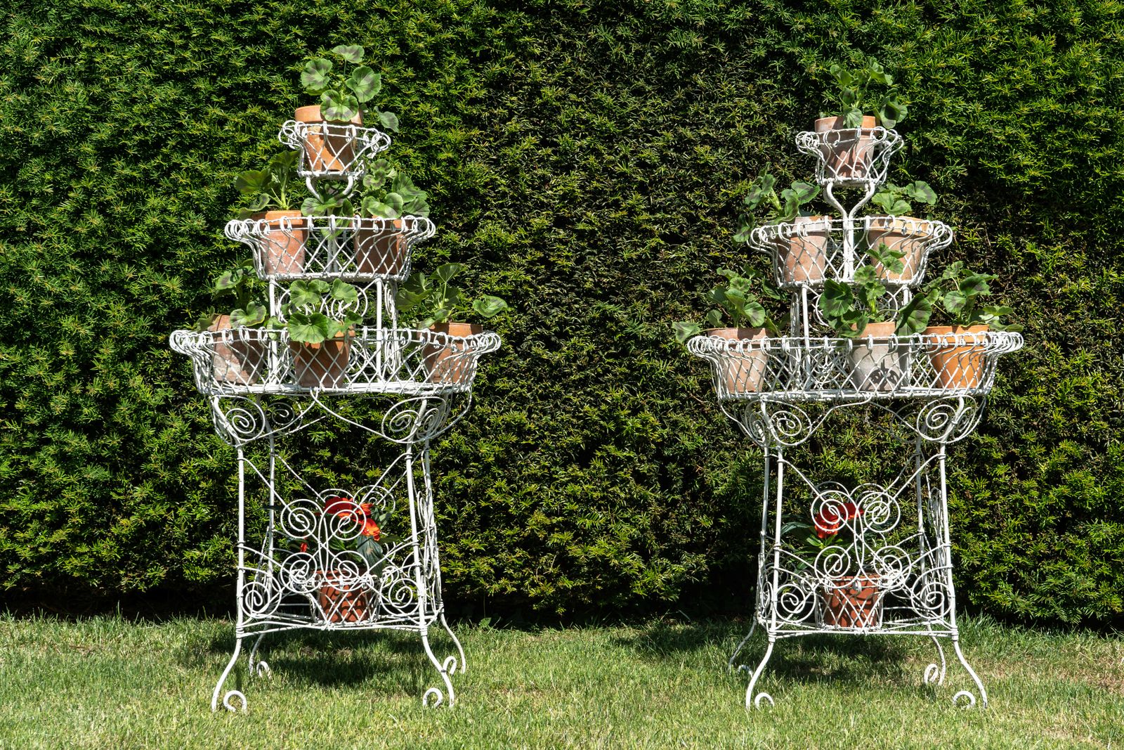A Pair Of Victorian Wirework Garden Planters photo for sale