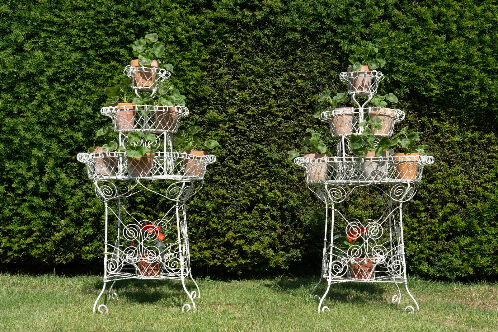 A Pair Of Victorian Wirework Garden Planters