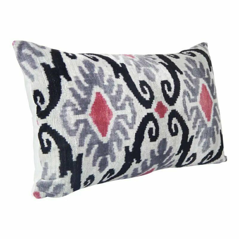 16" X 28" Extra Long Velvet Ikat Pillow Cover, Rare Size Velvet Cushion Cover, Silk Ethnic Bedding Pillow photo furniture