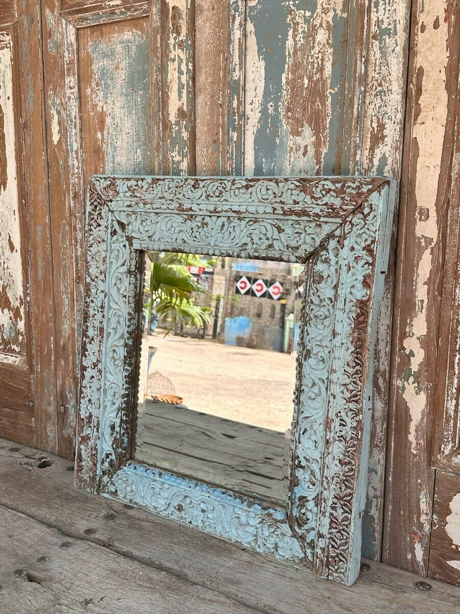 Carved Haveli Window Mirror, Late 19th Century Gujarat