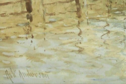 Watercolour By Robert Anderson. Working Boat Under Sail Possibly On The Waveney photo for sale