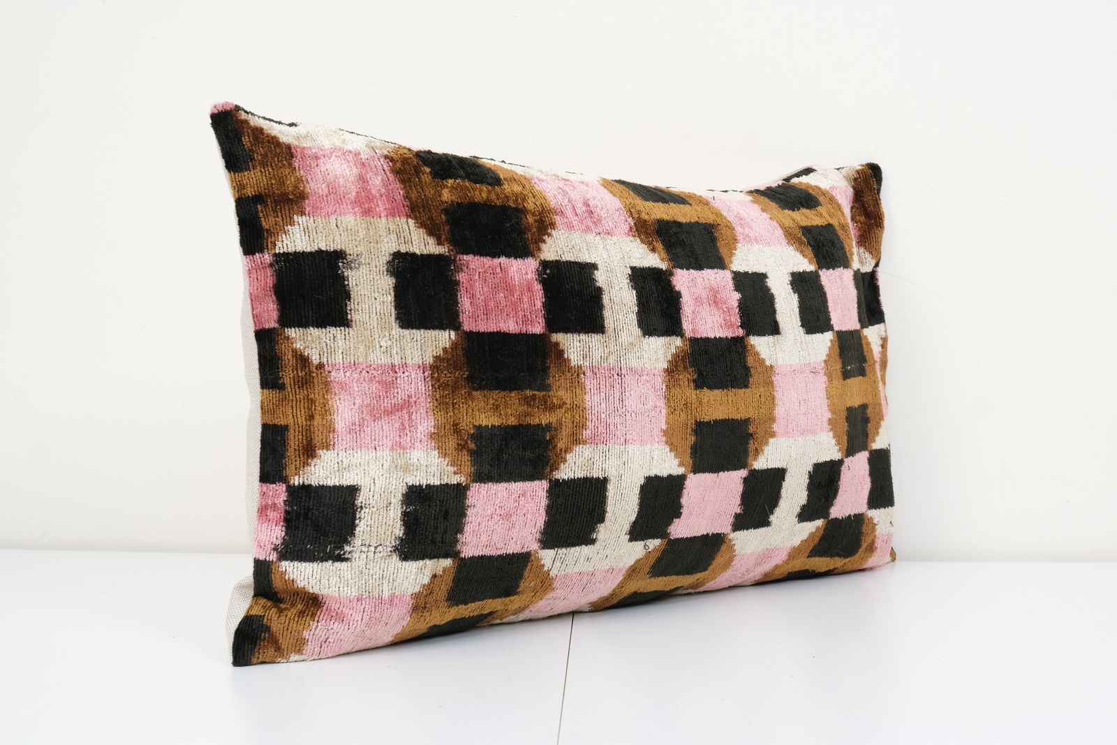 16" X 22" Ikat Pillow, Silk Velvet Pillow Cover, Pink Ikat Pillow  Geometric Ikat Velvet Pillow Cover photo Textiles