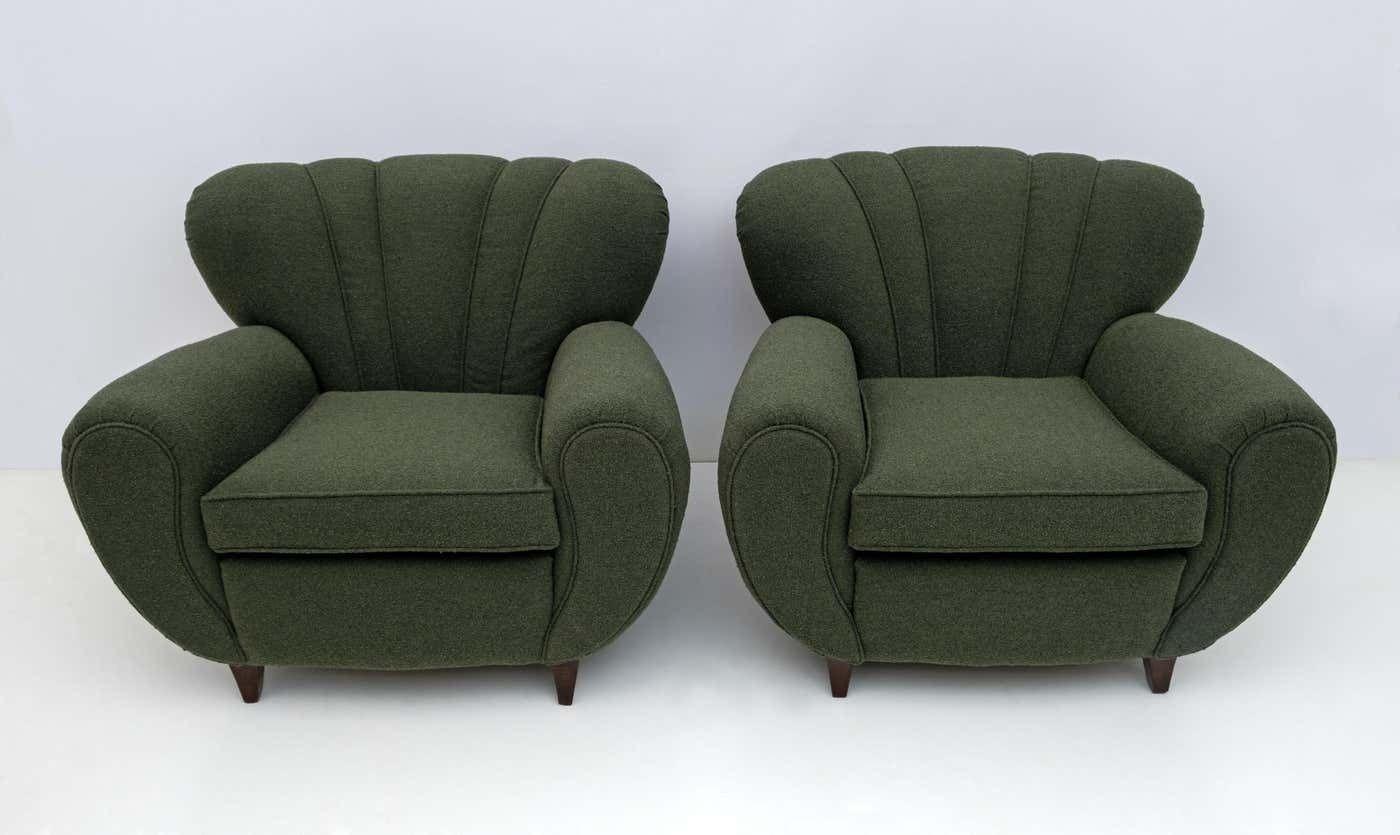 William Ulrich Art Deco Italian Buckle Armchairs, 1940s, Pair photo Furniture