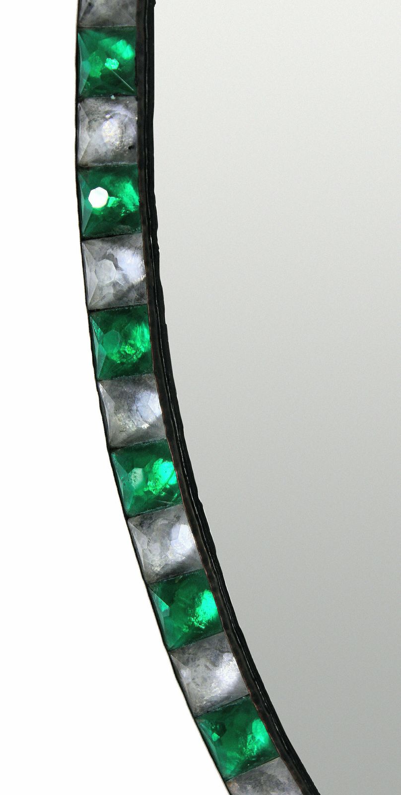 A Georgian Style Irish Mirror With Emerald Glass & Rock Crystal Faceted Border photo furniture
