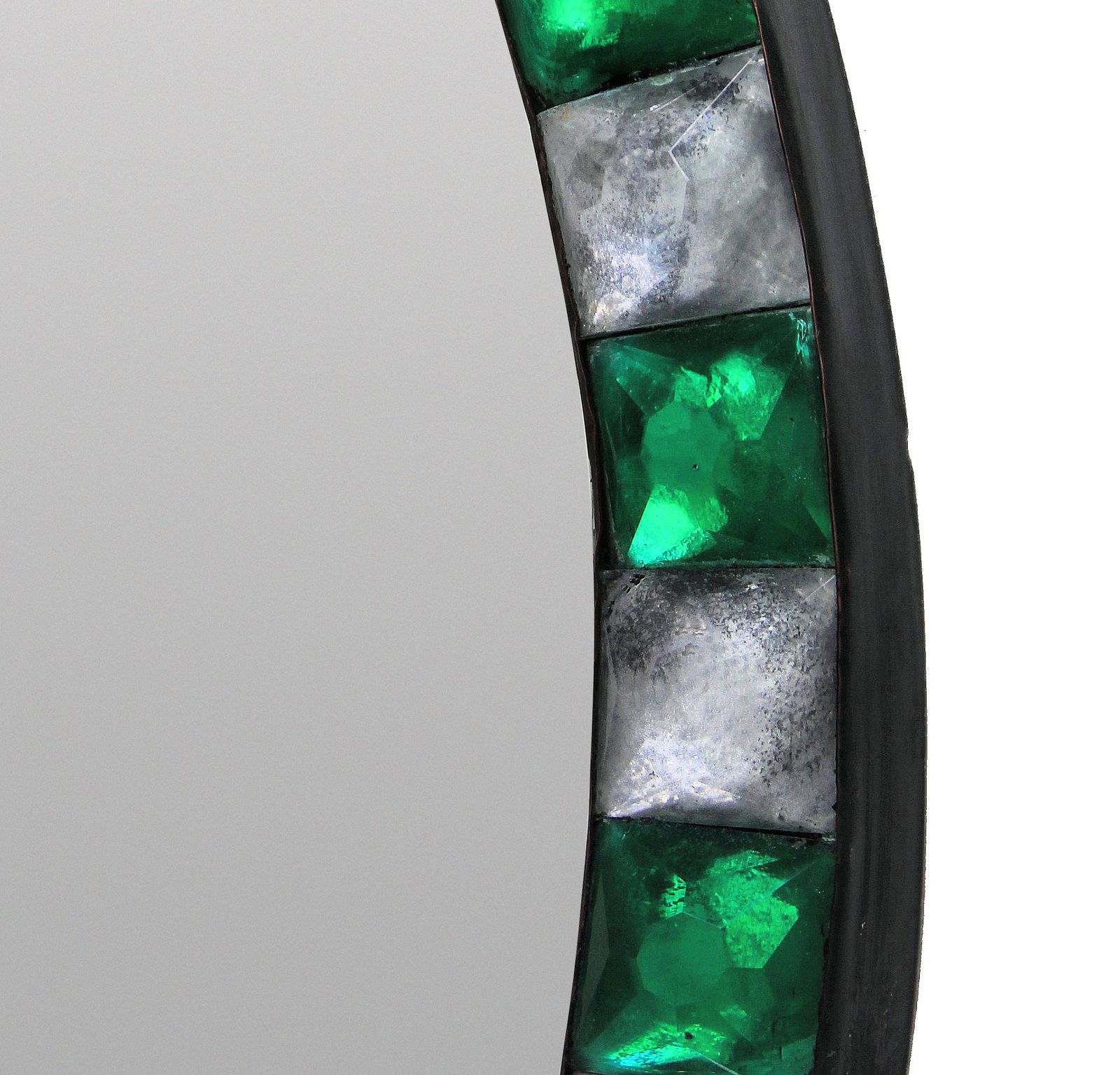 A Georgian Style Irish Mirror With Emerald Glass & Rock Crystal Faceted Border photo Home Decor