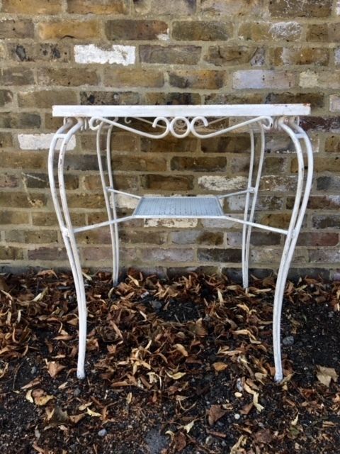 photo furniture Mid Century Wrought Iron White Garden  Bistrotable, 1950s, French