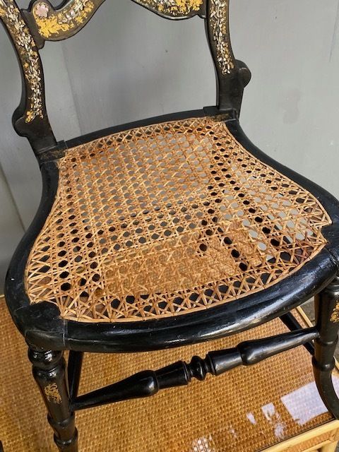 Pair Of 19th Century Ebonised Victorian Side Chairs, English C. 1860 photo for sale
