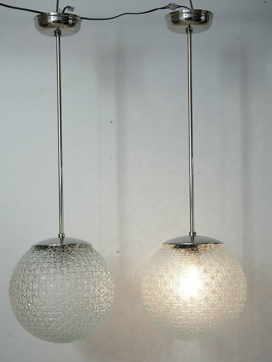 Mid Century Czechoslovakian Glass Pendants, 1960s, Set Of 2 photo furniture