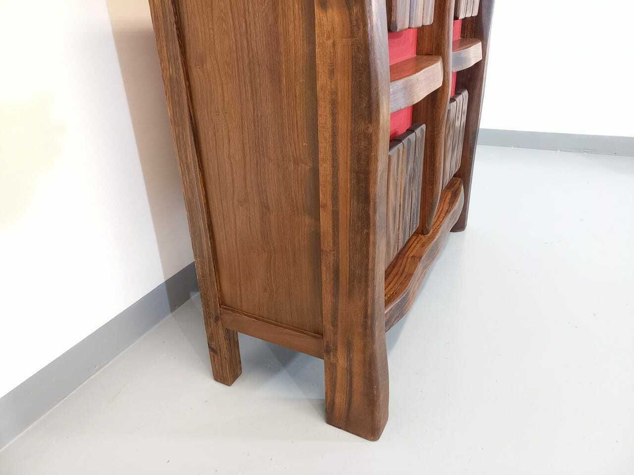 Vintage Aranjou Luminous Brutalist Bar Cabinet From The 50s 60s In Solid Elm photo vintage