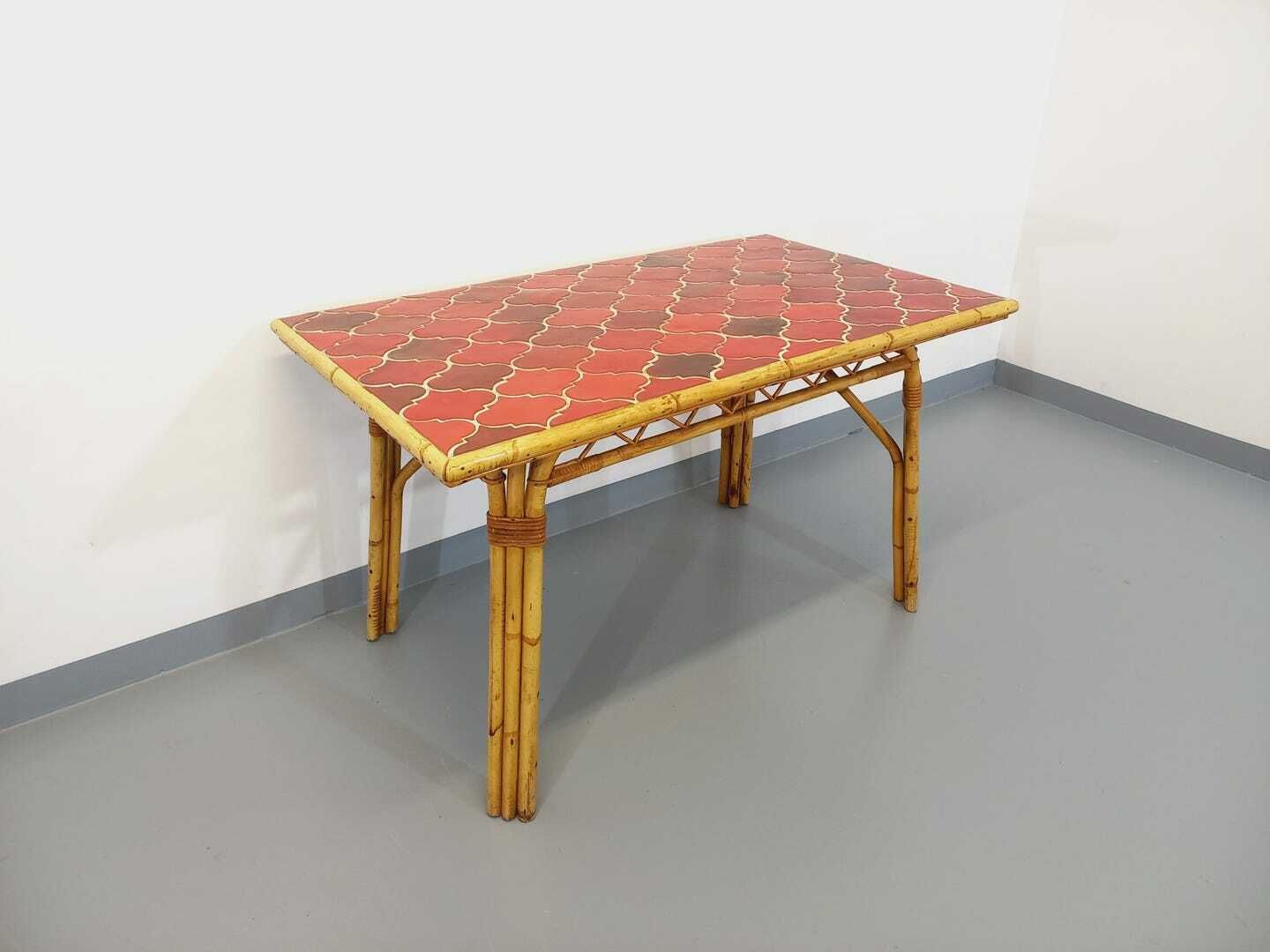 Table rectangulaire Audoux Minet en rotin et céramique photo 2243.0