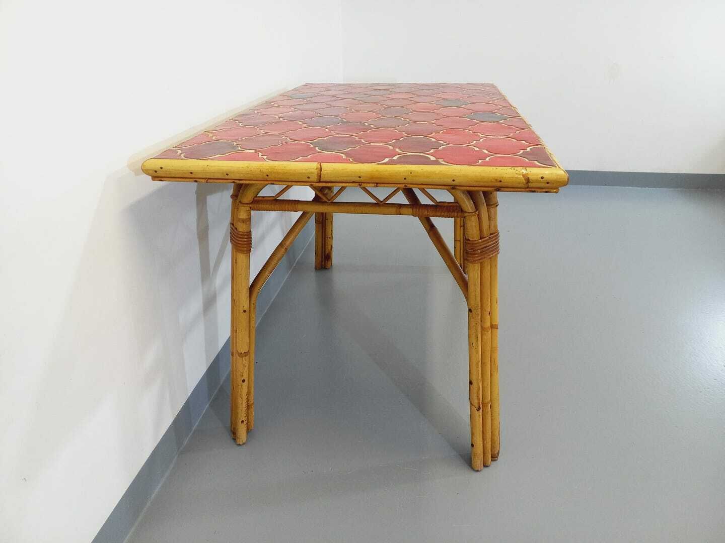 Table rectangulaire Audoux Minet en rotin et céramique photo vinterior