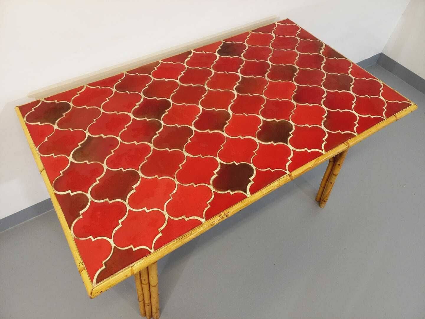 Table rectangulaire Audoux Minet en rotin et céramique photo buy