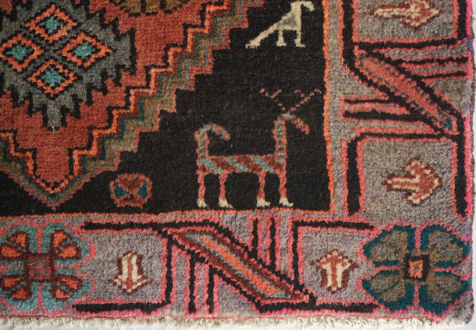 Unusual Signed Hand Woven Vintage Tribal Rug With Animal Motifs photo 543.0