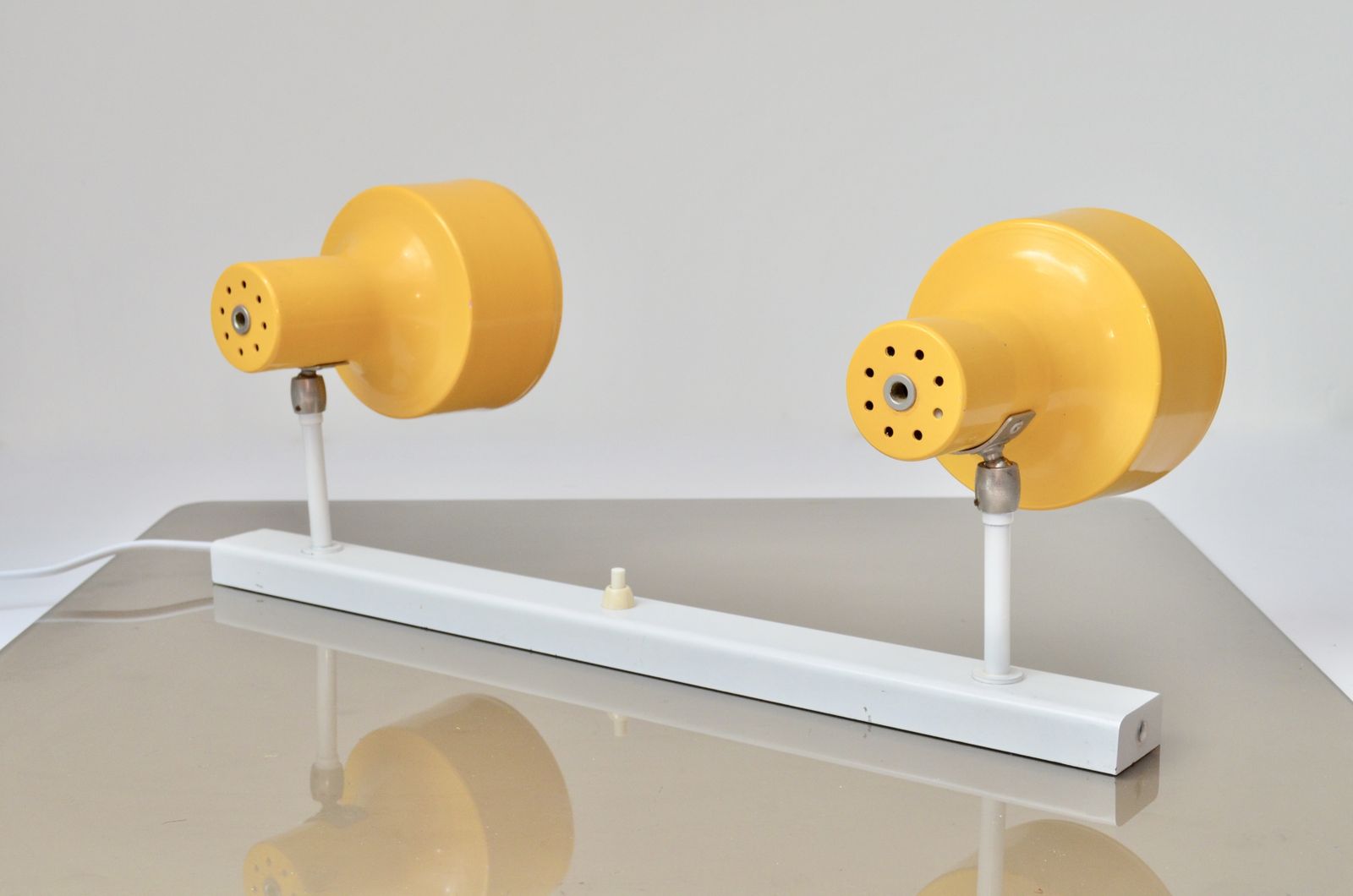 Vintage Dutch Metal Yellow Wall Lamp With Double Spots By Anvia Almelo, 1960s photo buy