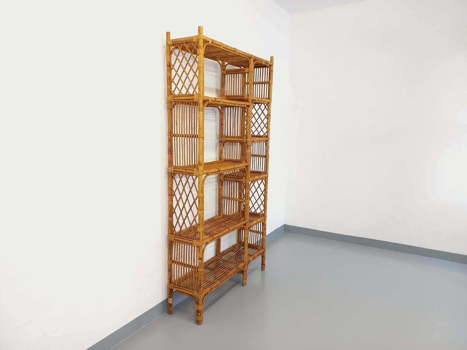Rattan Bookcase, 1960s, Vintage photo furniture
