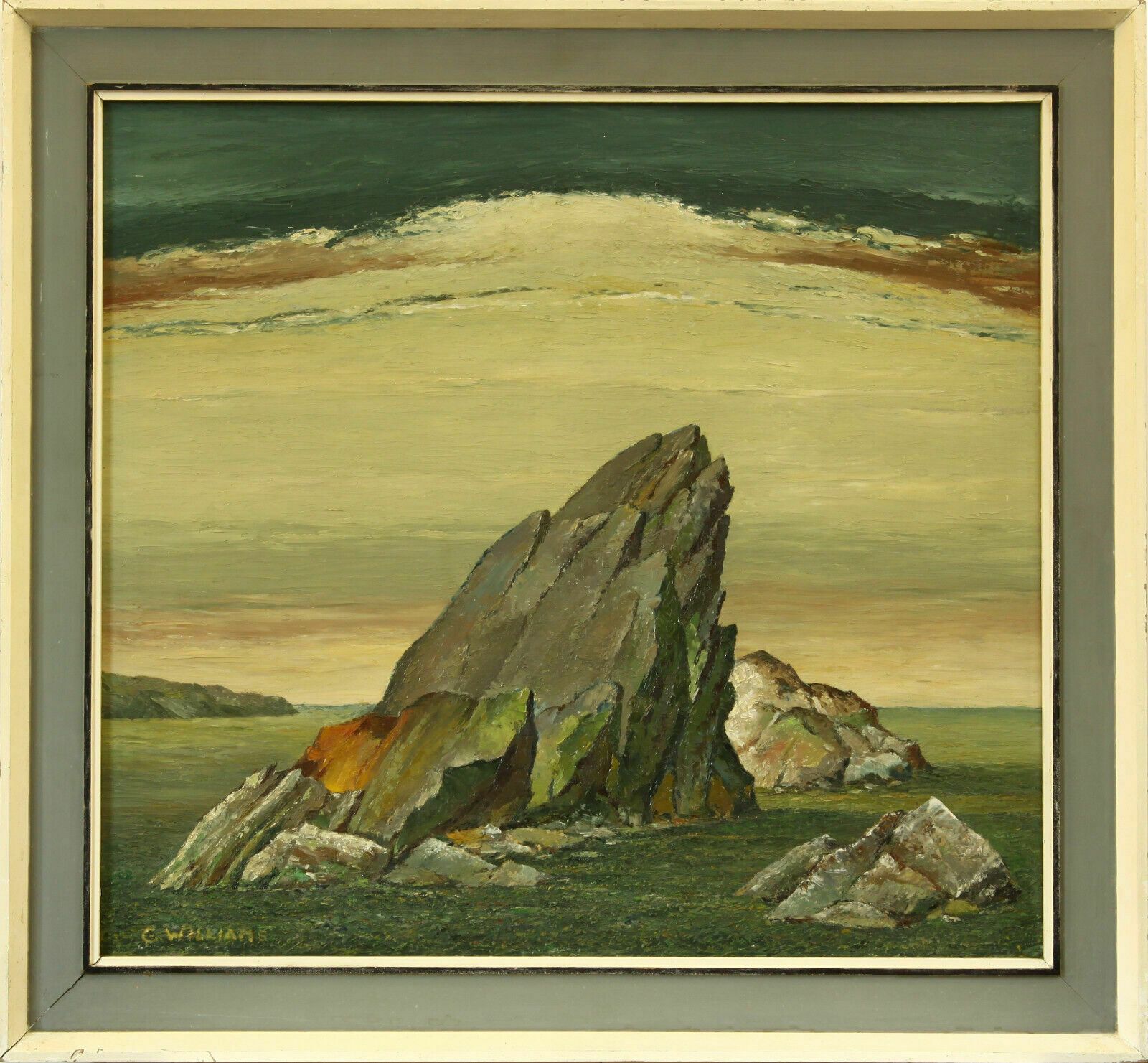 Oil On Board By Charles Williams. Titled "Rock And Seaweed"