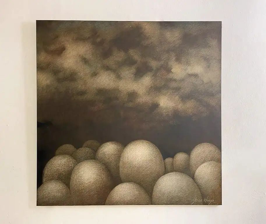Mid Century Modern Painting By Yves Rayé, 1979 photo for sale