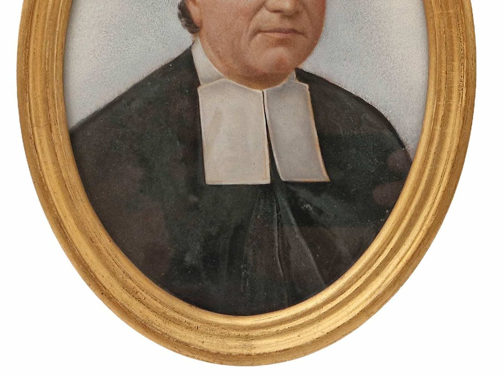 19e Eeuws Frans Priesterportret In Oliepastel, Antiek Wanddecoratie photo Kunst