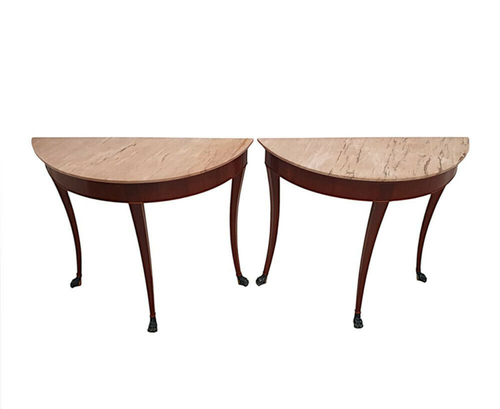 A Very Rare Pair Of Early 20th Century Marble Topped Console Tables photo furniture