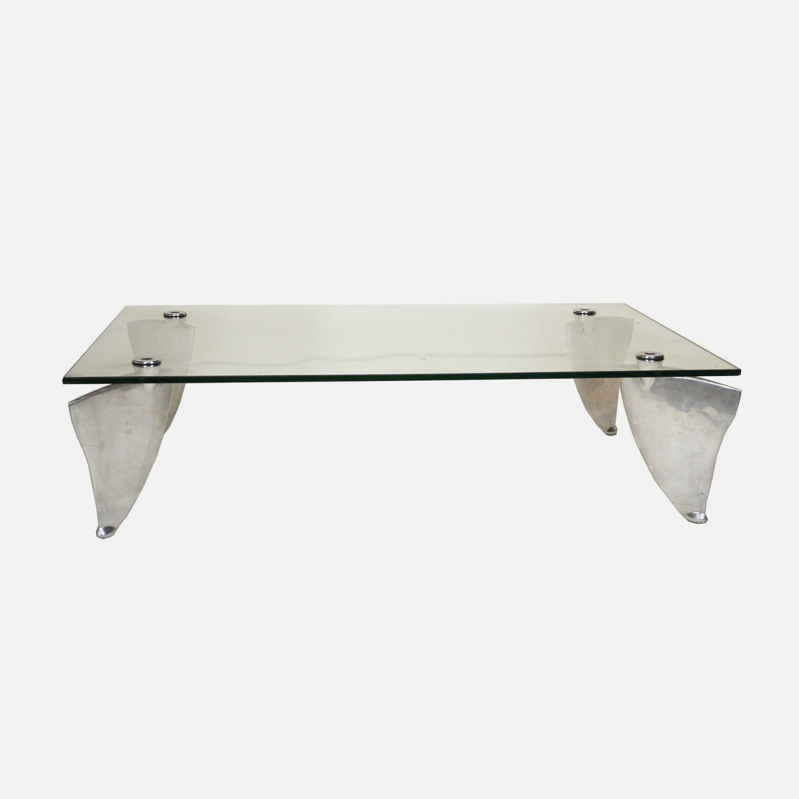 Vintage Glass And Aluminum 'Fipper' Coffee Table By Matthew Hilton For Scp, 1980s