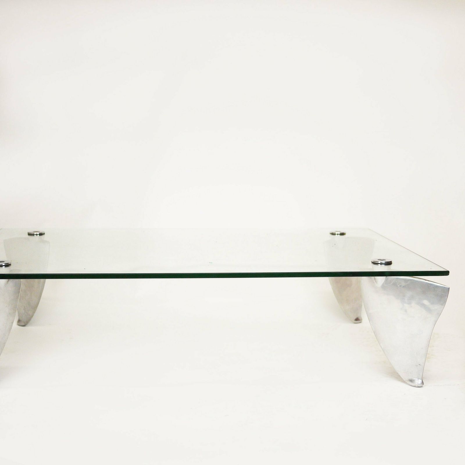 Vintage Glass And Aluminum 'Fipper' Coffee Table By Matthew Hilton For Scp, 1980s photo buy