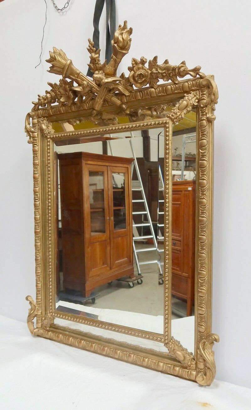 Mirror With Glazing Bead And Golden Wood, Louis XIV Style,  Napoleon III, Period  19th Century photo furniture
