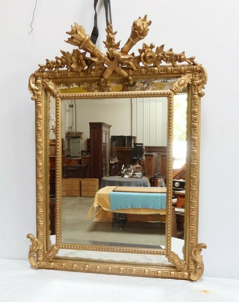 Mirror With Glazing Bead And Golden Wood, Louis XIV Style,  Napoleon III, Period  19th Century photo for sale