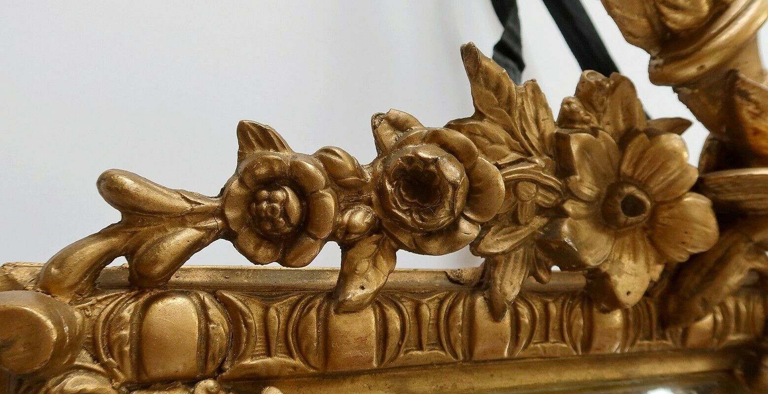 Home Decor Mirror With Glazing Bead And Golden Wood, Louis XIV Style,  Napoleon III, Period  19th Century photo