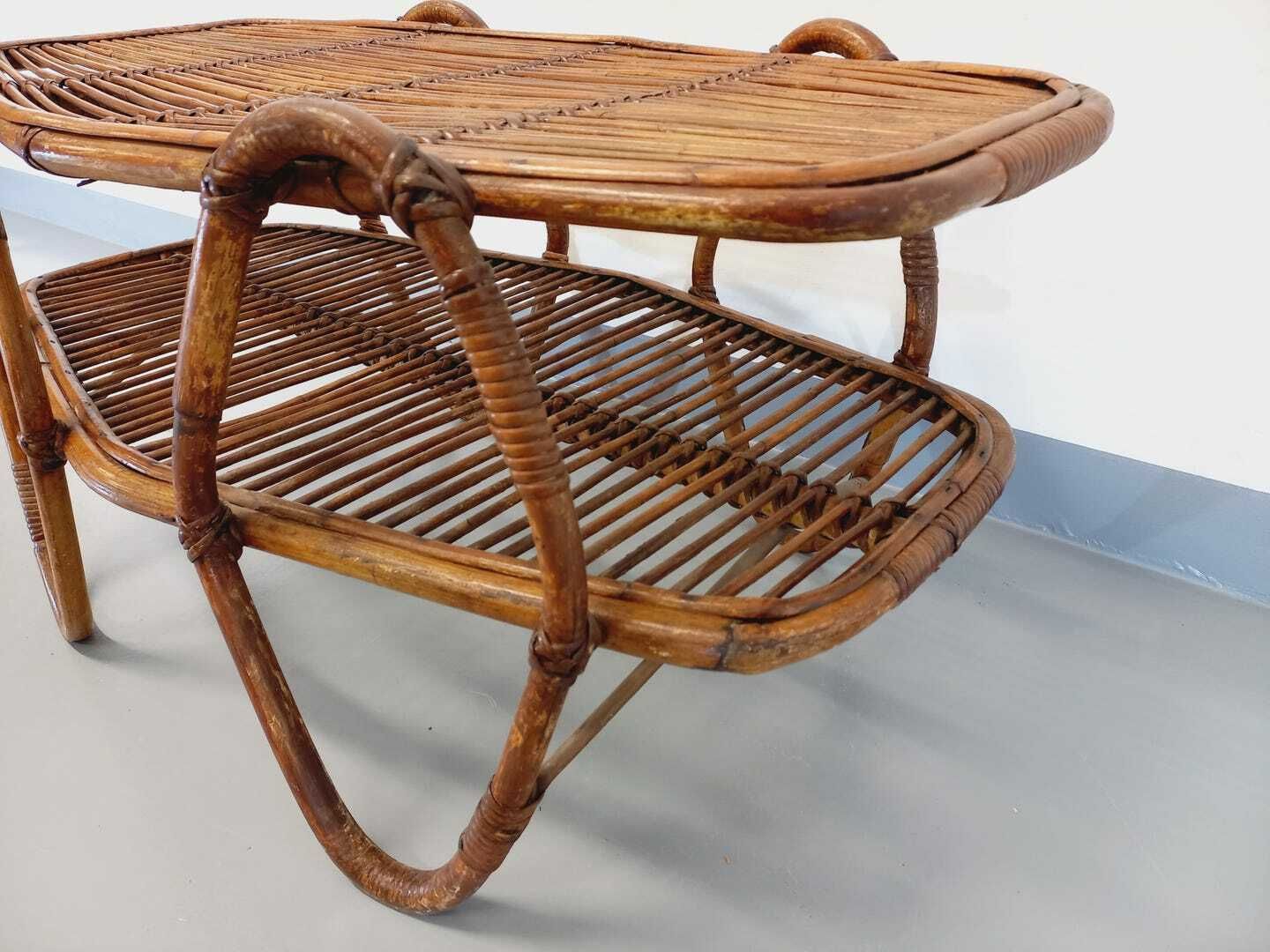 Table basse hexagonale en rotin, années 1960 photo furniture
