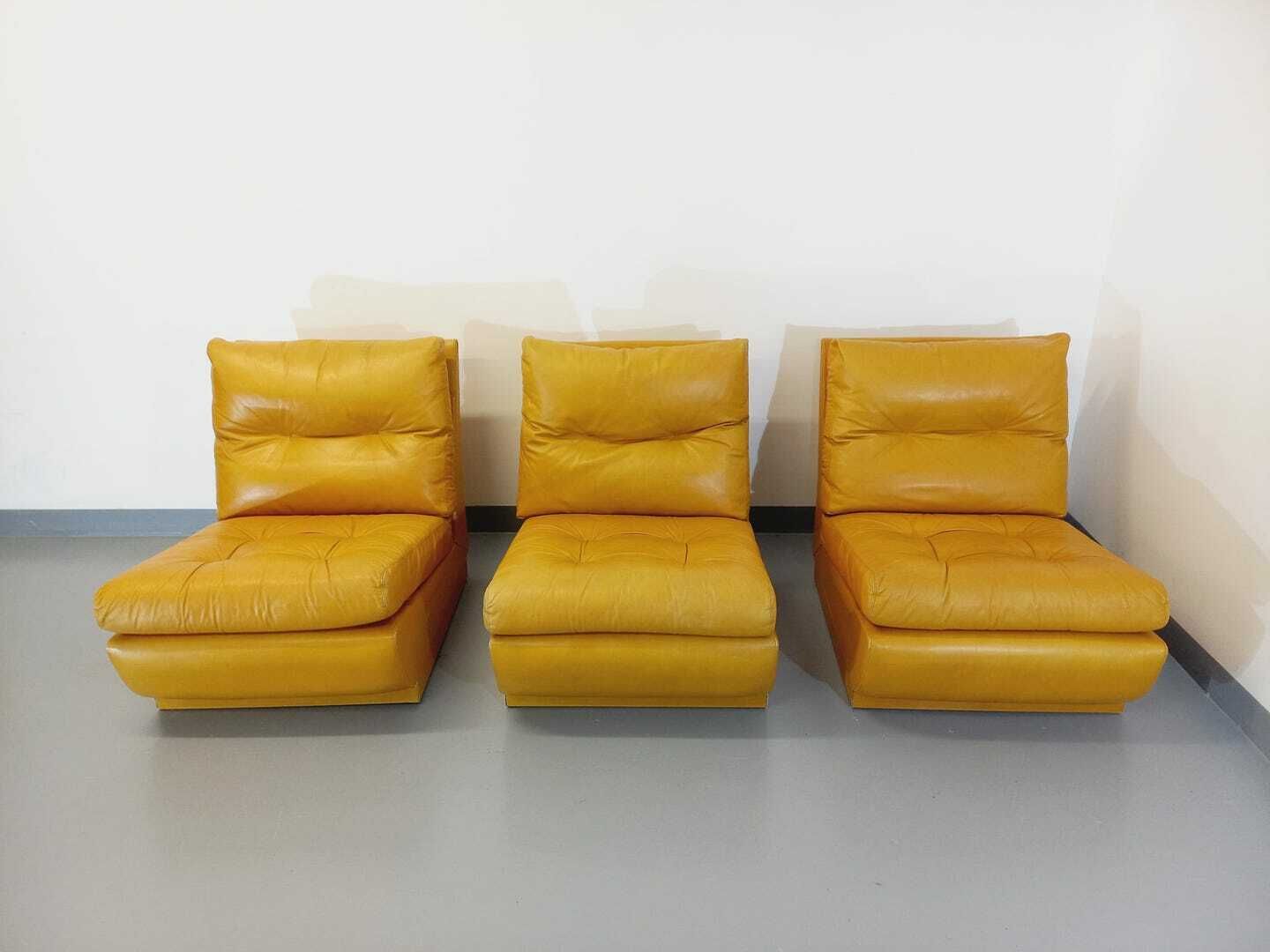 Mobilier 3 fauteuils Roche Bobois en cuir photo