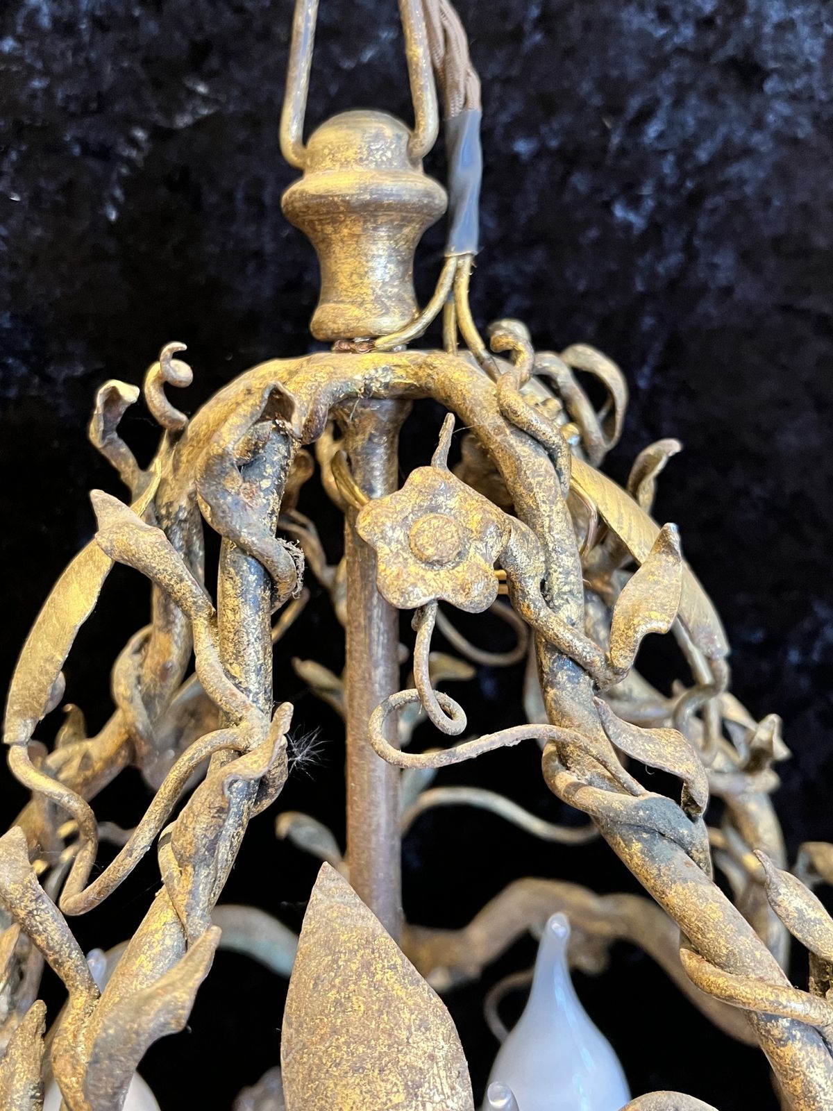 Italian Gilt Three Light Antique Lantern photo for sale