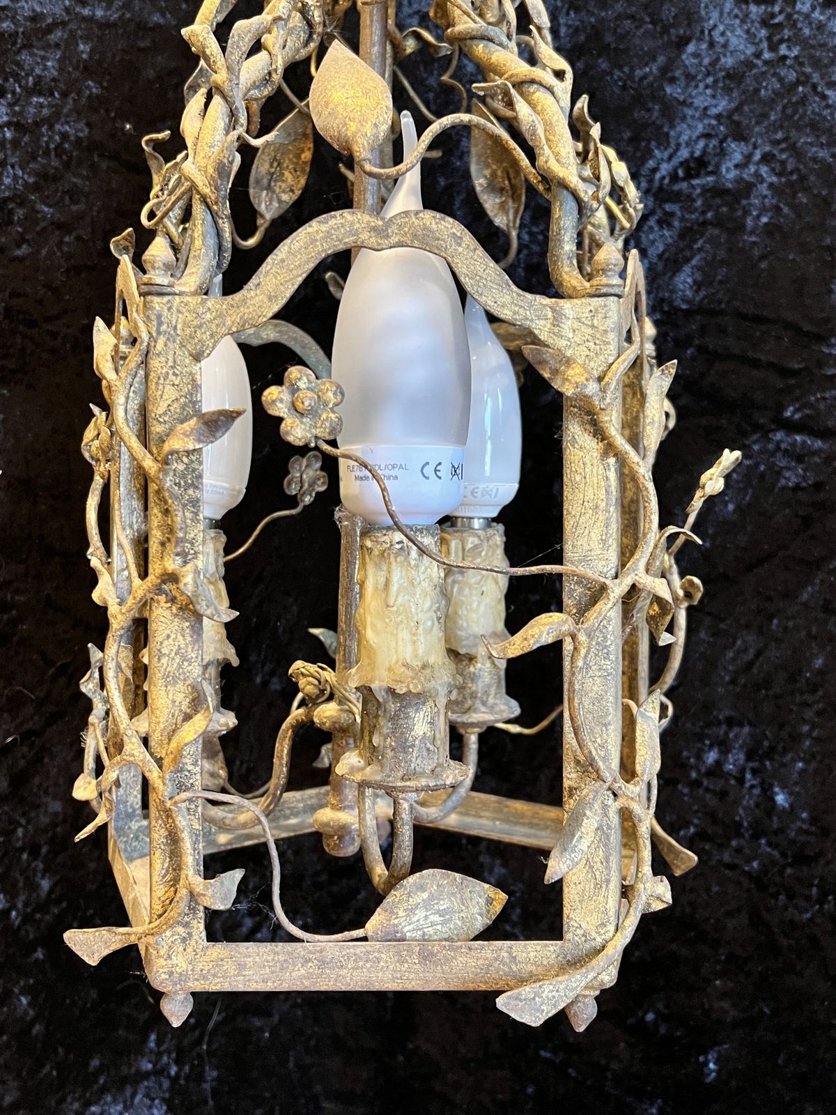 Italian Gilt Three Light Antique Lantern photo vinterior