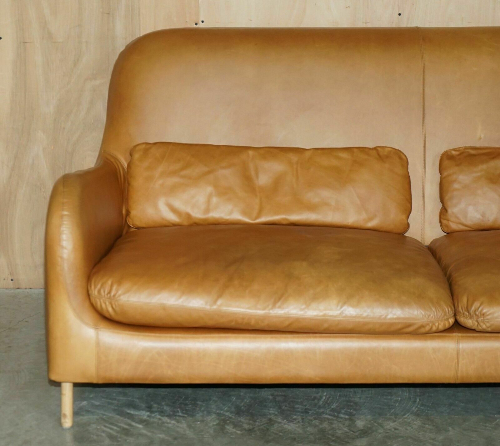 Habitat Smithfield Aron Probyn 50th Anniversary Brown Leather Sofa & Armchair photo 3950.0