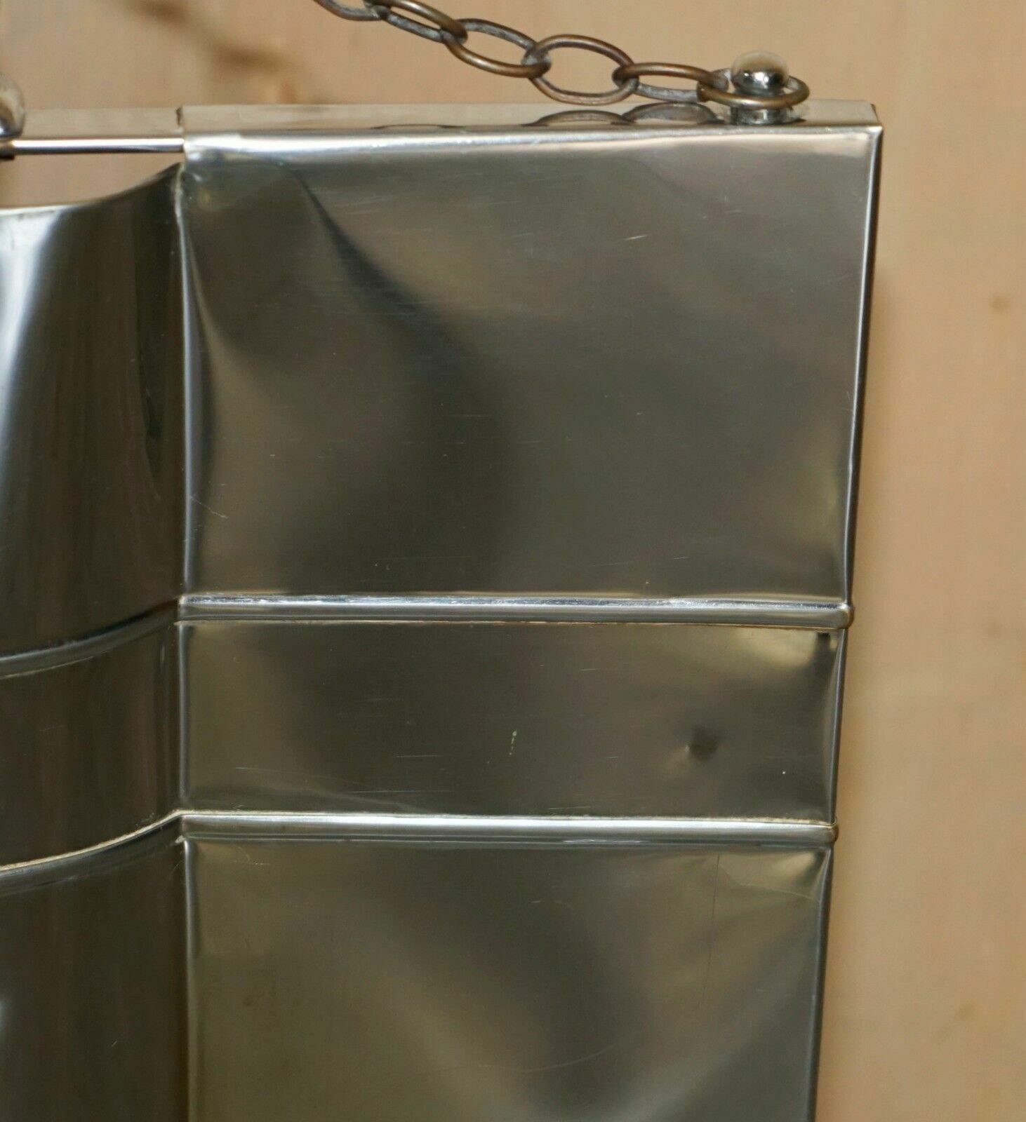 photo for sale Art Deco Antique Circa 1920's Polished Chrome Fire Guard Screen With Bear On Top