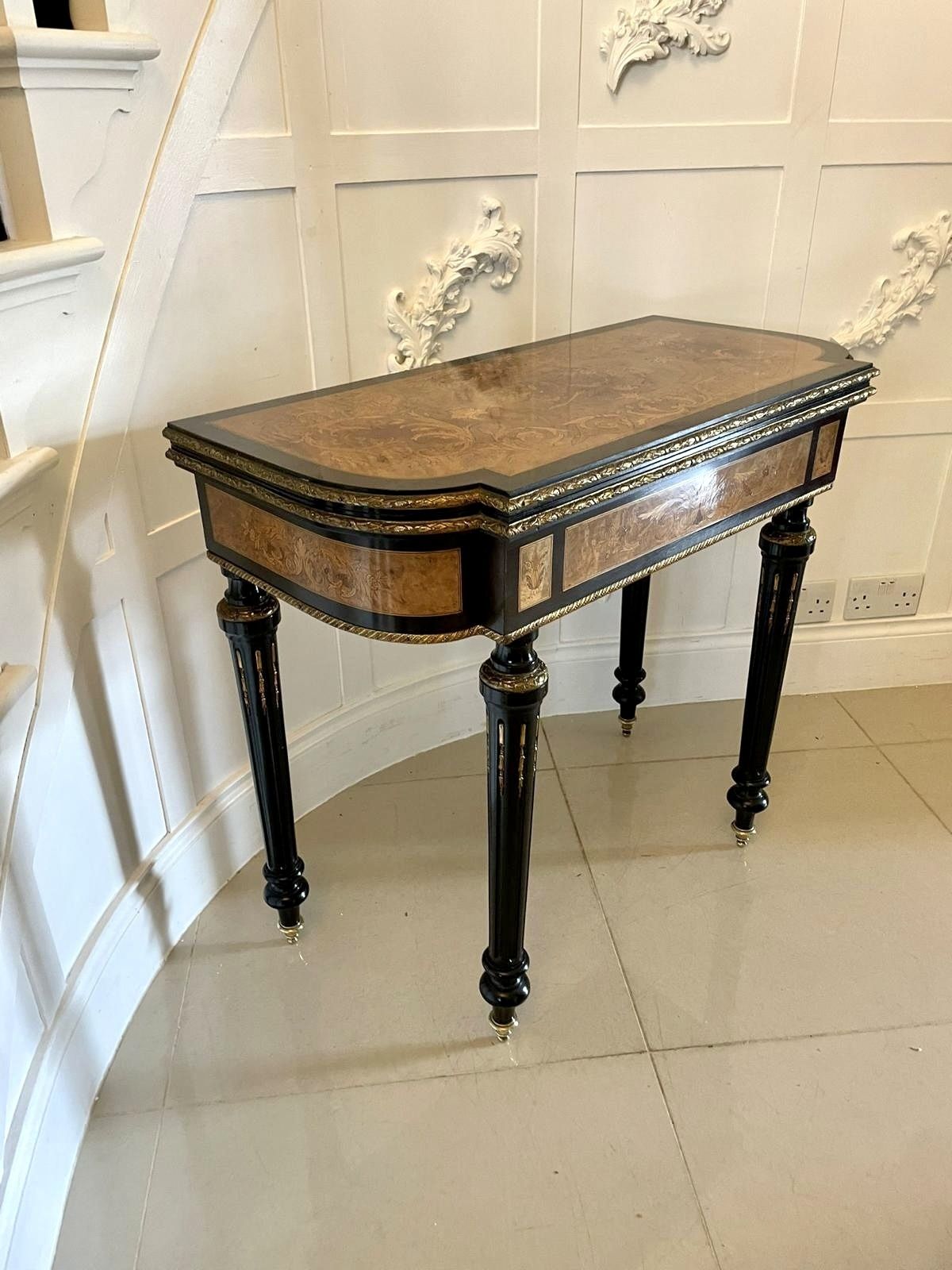 Exhibition Quality Antique French Inlaid Marquetry Card Table