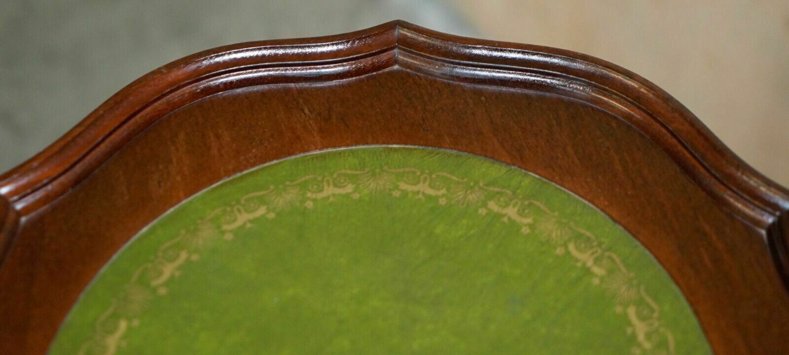 photo buy Pie Crust British Racing Green Leather Gold Leaf Tripod Side End Lamp Wine Table