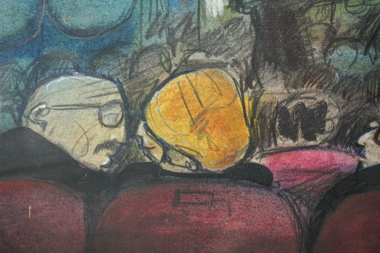 Cartoon Theatre Scene, 1970s, Oil On Canvas photo 475.0