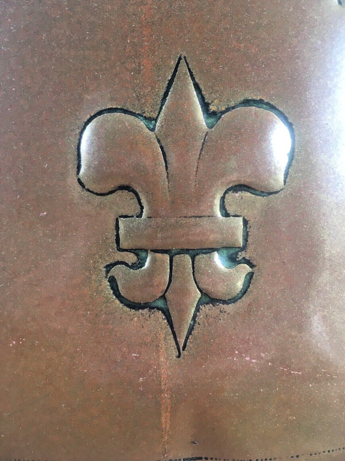 220.0 Antique French Armorial Brass Planter Plant Pot Lion Head Mask Handles Claw Ball photo