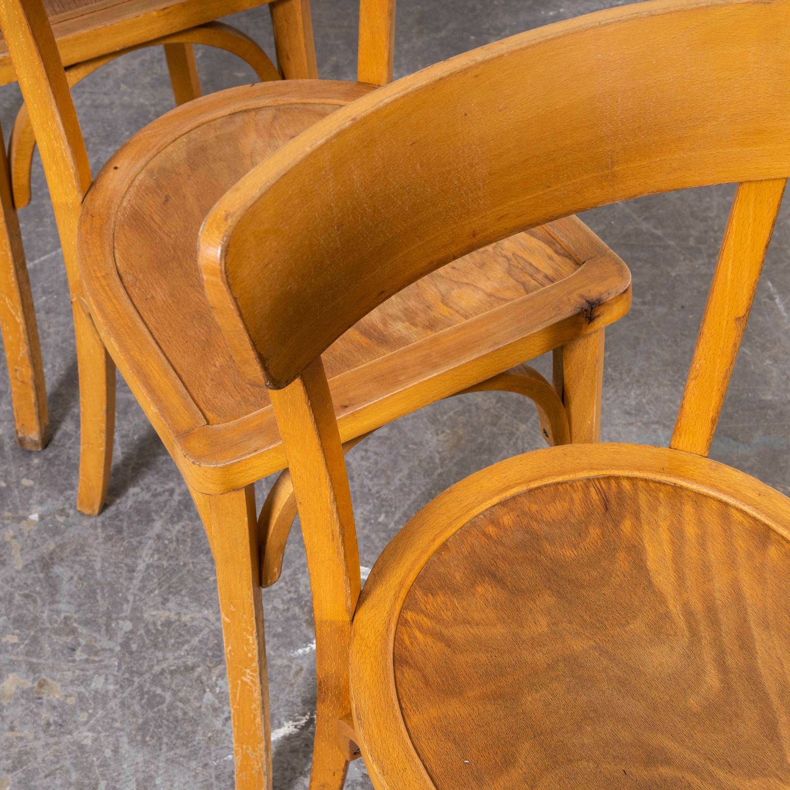 1950’s French Baumann Blonde Kick Leg Bentwood Dining Chairs – Set Of Four photo Furniture