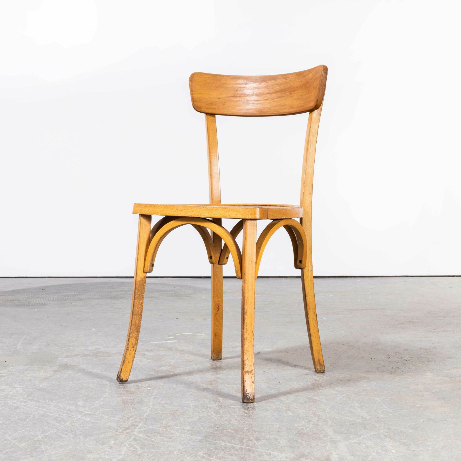 1950’s French Baumann Blonde Kick Leg Bentwood Dining Chairs – Set Of Four photo vinterior