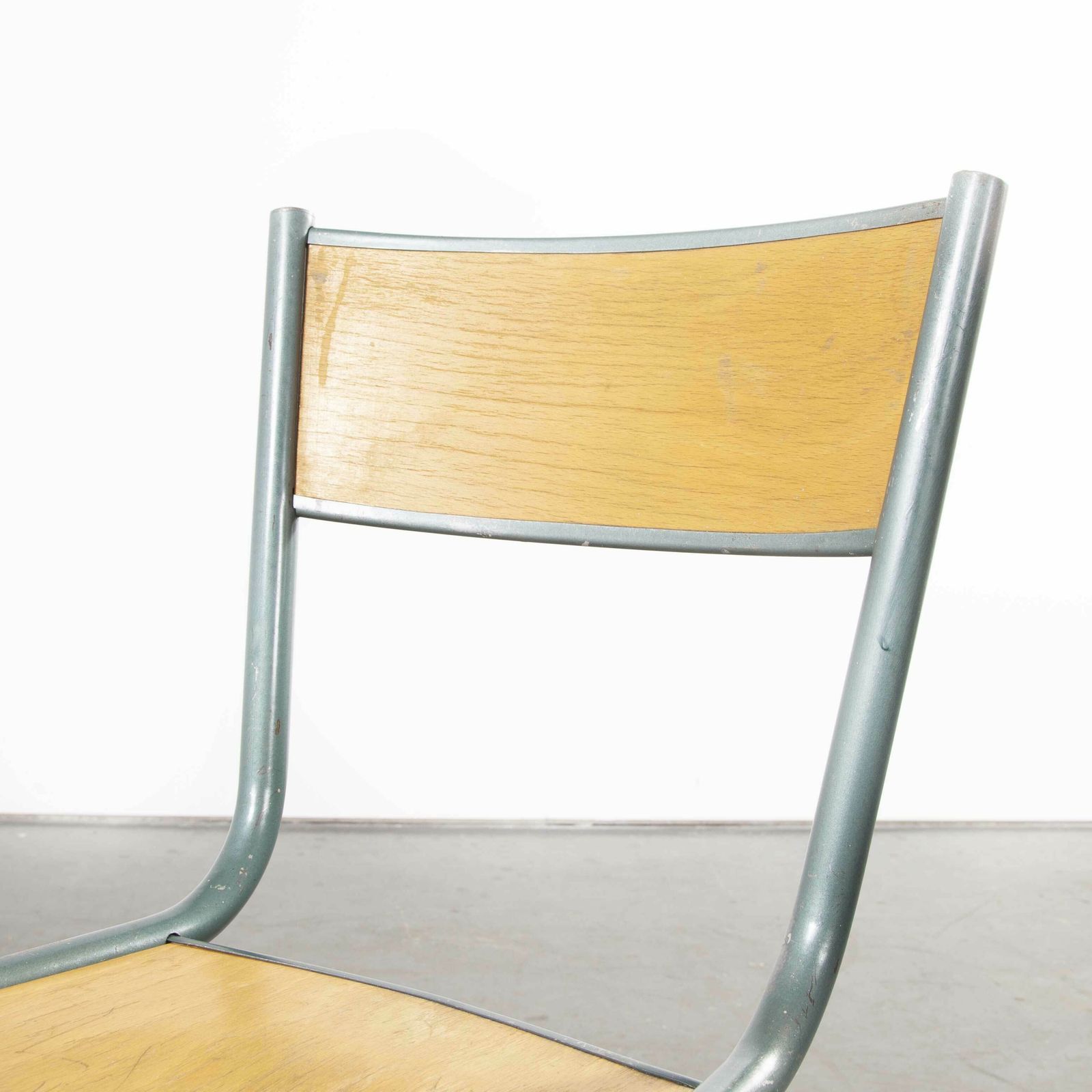 1950’s French Mullca Vintage Stacking School Dining Chairs Aqua Model 510 Set Of Six photo vintage