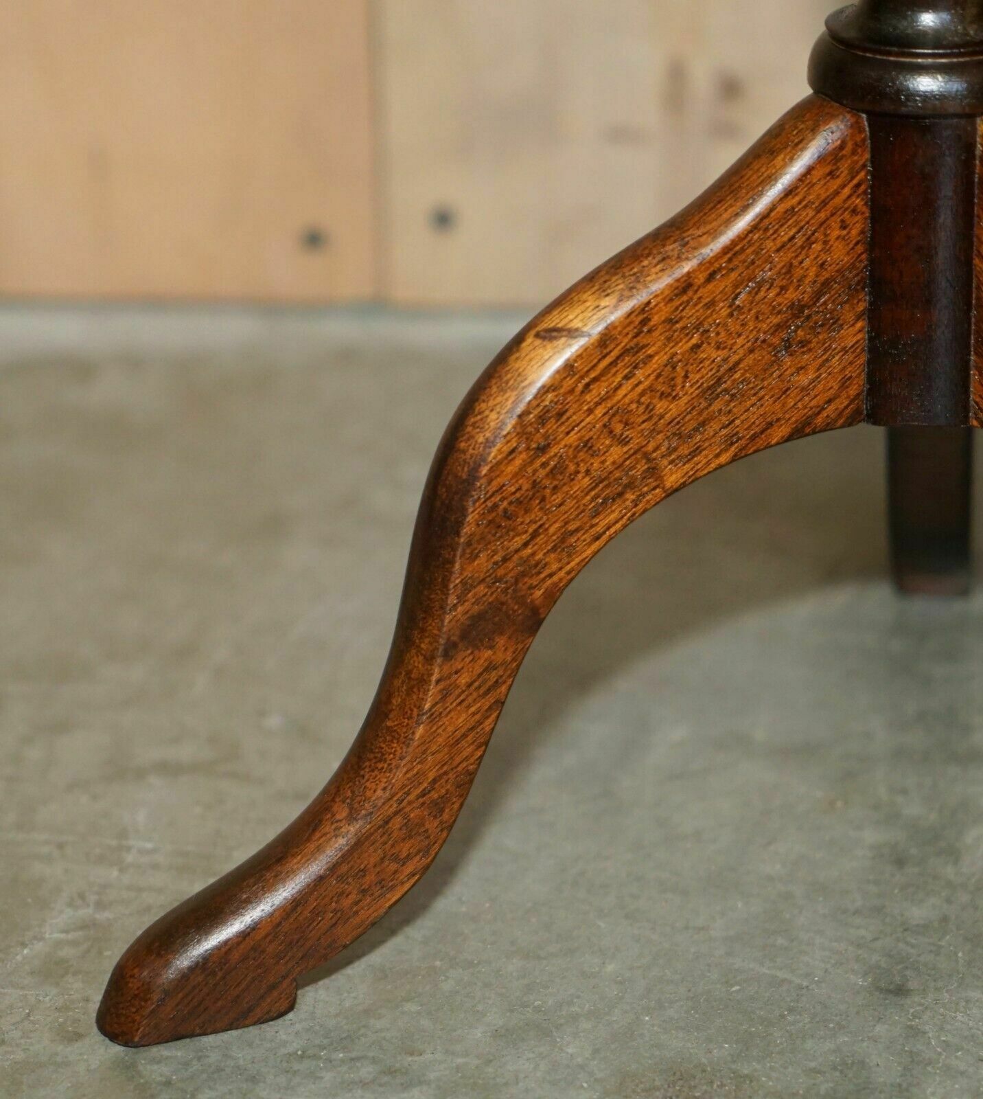 photo furniture Lovely Gold Leaf Embossed Oxblood Leather Tripod Side End Lamp Wine Table