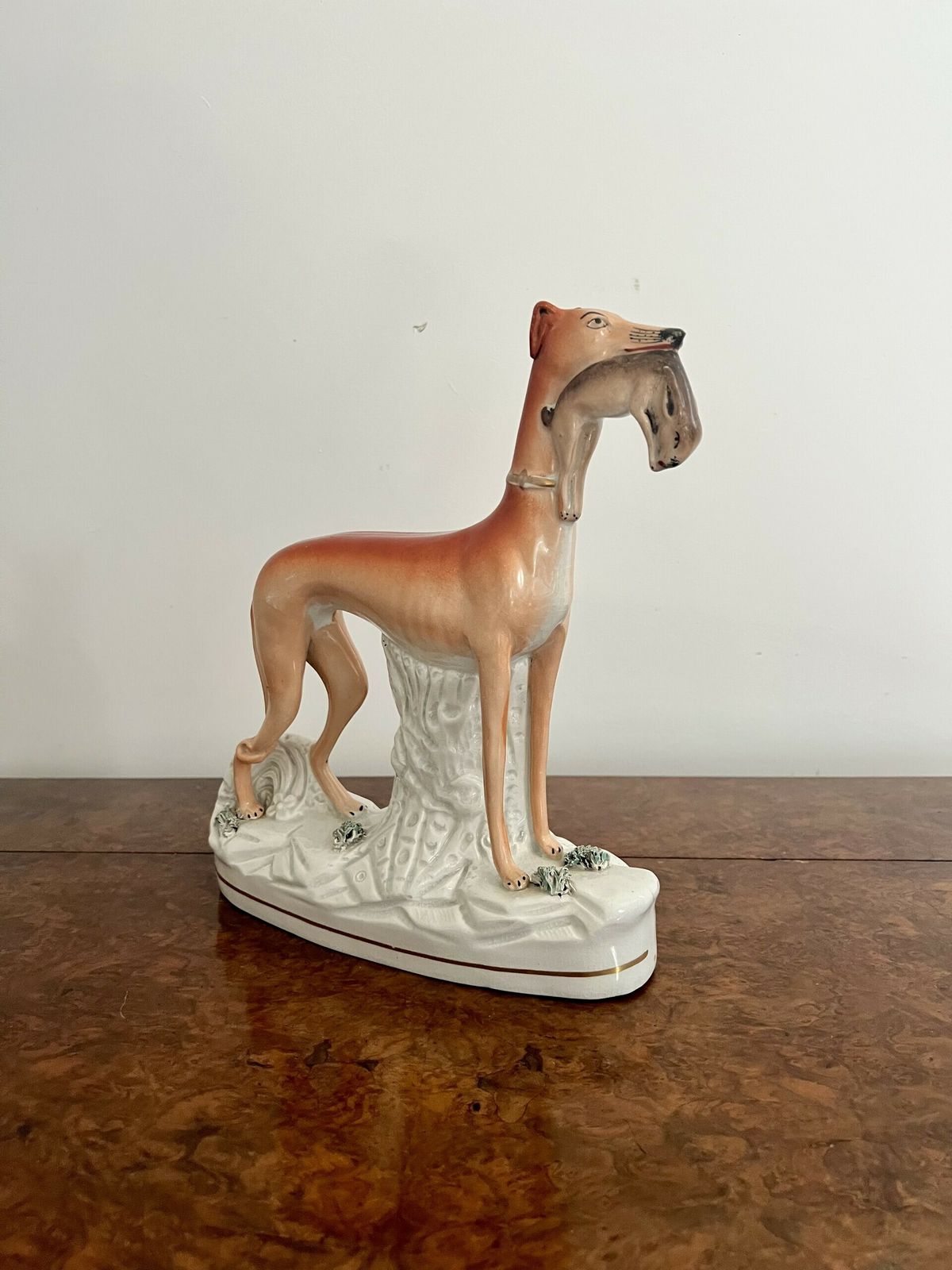 Unusually Large Antique Staffordshire Greyhound photo vinterior