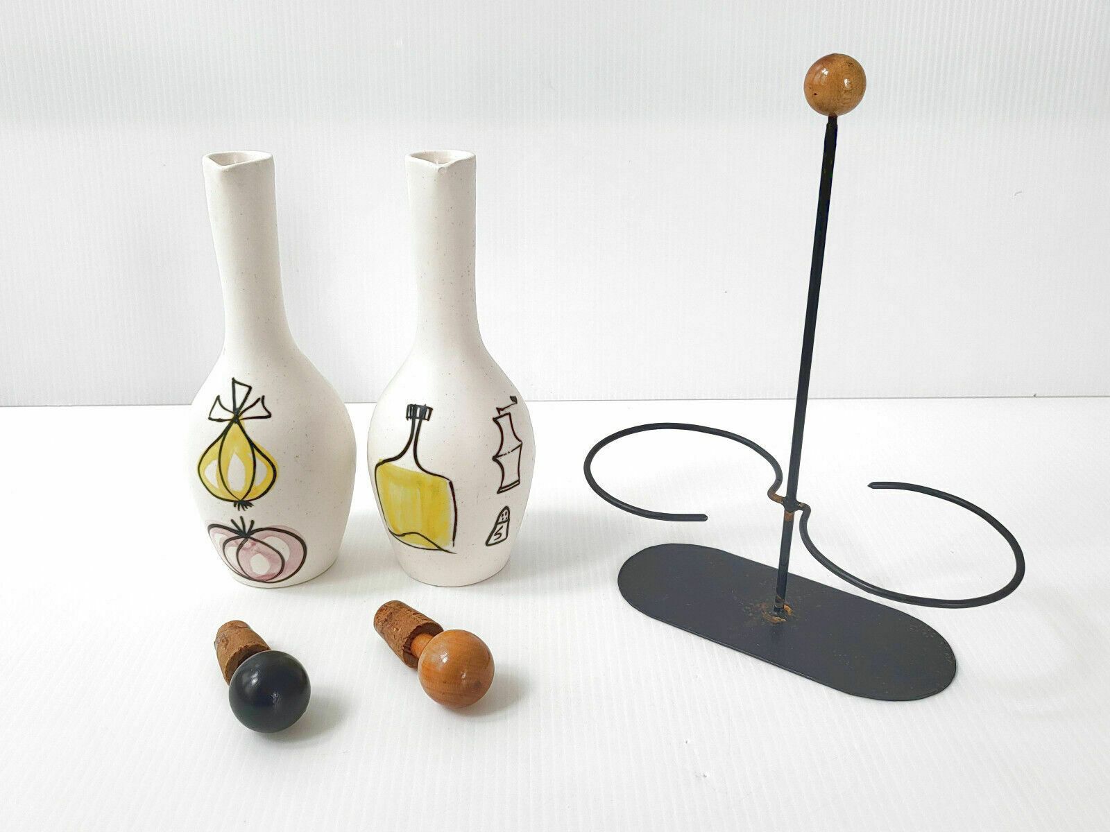 Vintage 1950s Ceramic, Wood & Metal 50s Rockabilly 1950s Vinegar Oiler photo furniture